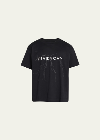 Shop Givenchy Men's Lightning Logo Boxy T-shirt In Black