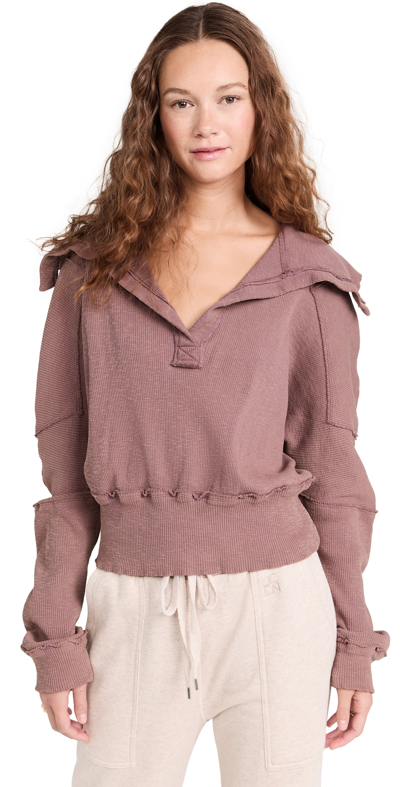 Shop Free People Not So Ordinary Polo Pullover Mulberries
