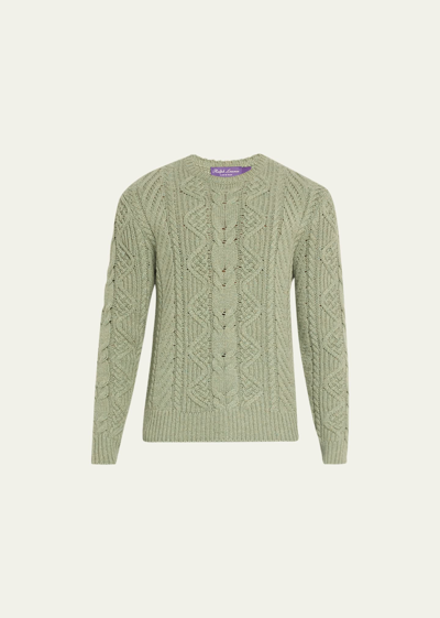 Shop Ralph Lauren Men's Cable Cashmere Sweater In Sg Melange