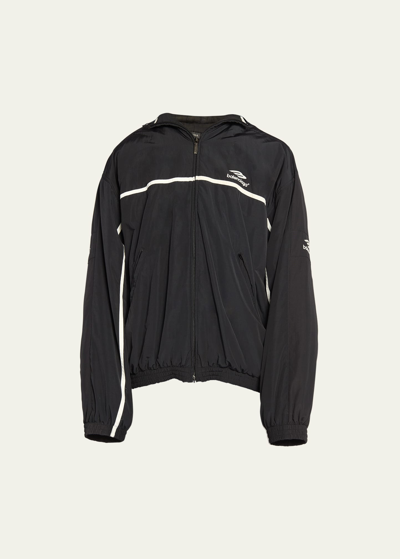 Shop Balenciaga Men's 3b Sports Icon Layered Tracksuit Jacket In Noir