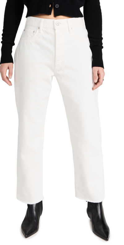 Shop Moussy Vintage Mv Robco Wide Straight-cp Wht Jeans White