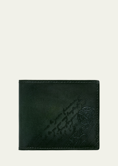 Shop Berluti Men's Makore Scritto Leather Bifold Wallet In Opuntia