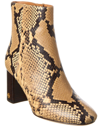Shop Tory Burch Brooke Snake-embossed Leather Bootie In Brown