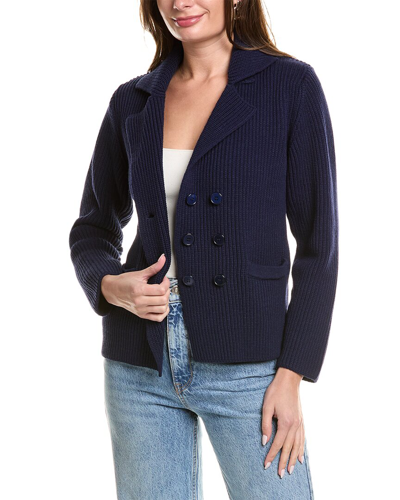 Shop Anna Kay Lecroisa Wool-blend Cardigan In Blue