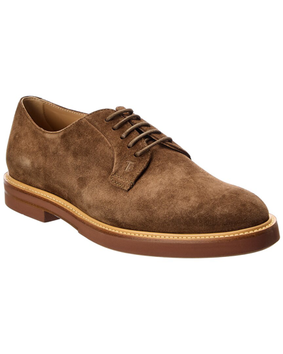 Shop Tod's Suede Oxford In Brown