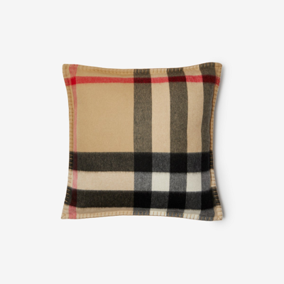 Shop Burberry Check Cashmere Cushion In Archive Beige