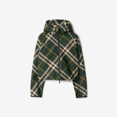 Shop Burberry Cropped Check Lightweight Jacket In Ivy