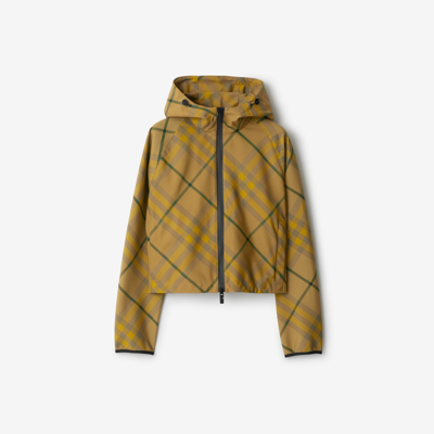 Shop Burberry Cropped Check Lightweight Jacket In Cedar