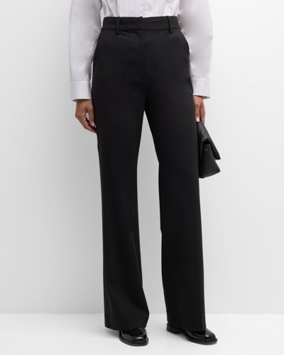 Shop Co Mid-rise Straight-leg Tuxedo Pants In Black