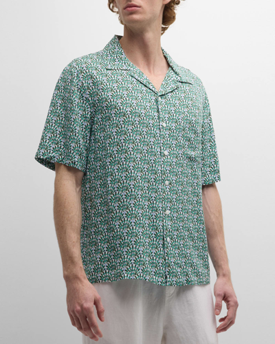 Shop Onia Men's Liberty Triton Printed Short-sleeve Camp Shirt In Green Multi
