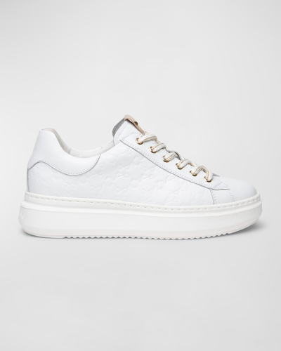 Shop Nerogiardini Clean Embossed Logo Low-top Sneakers In White