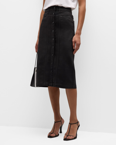 Shop Rails Broadway Coated Button-front Skirt In Coated Noir
