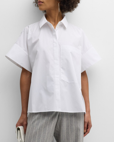 Shop Co Boxy Short-sleeve Llared Shirt In White