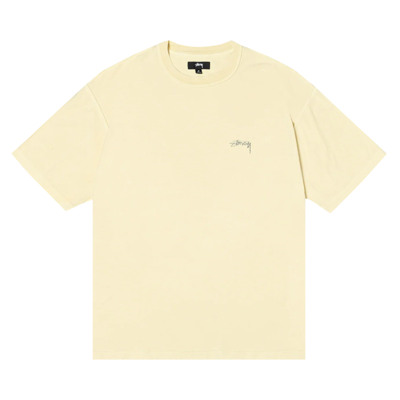 Pre-owned Stussy Pigment Dyed Inside Out Crewneck T-shirt 'pale Yellow'