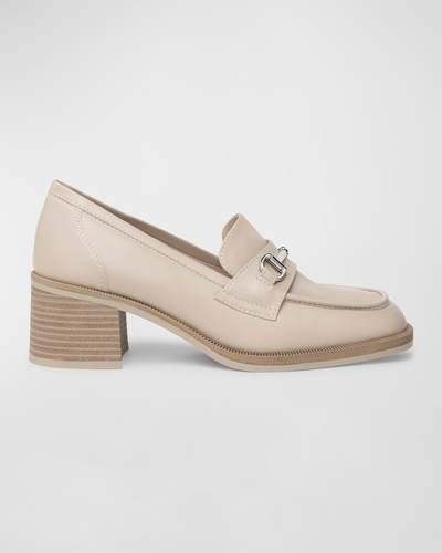 Shop Nerogiardini Leather Bit Strap Heeled Loafers In Brown