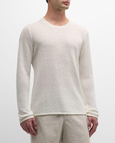 Shop Onia Men's Kevin Linen Crewneck Sweater In White