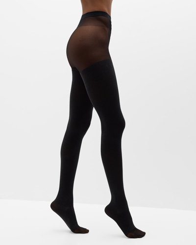 Shop Wolford Shiny Sheer Tights, 35 Denier In Black/pewter