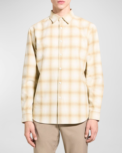 Shop Theory Men's Irving Flannel Button-down Shirt In Sd Nbk/cf