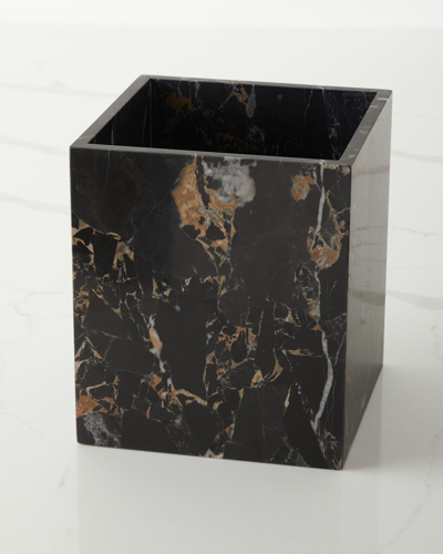 Shop Kassatex Athenas Marble Wastebasket In Black/gold