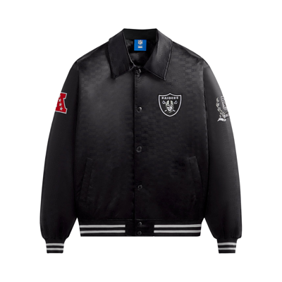 Pre-owned Kith For The Nfl: Raiders Satin Bomber Jacket 'black'