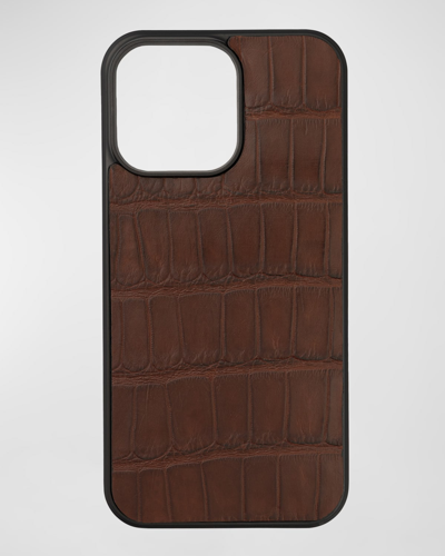 Shop Abas Men's Alligator Phone Case For Iphone 14 Pro Max In Brown