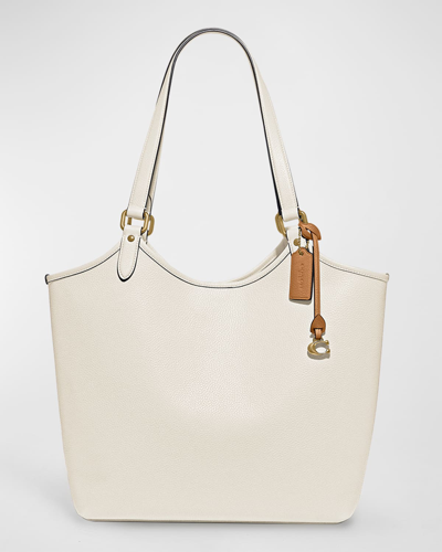 Shop Coach Everyday Pebble Leather Tote Bag In Chalk