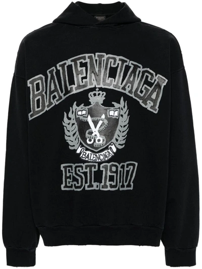 Shop Balenciaga Diy College Hoodie In Black