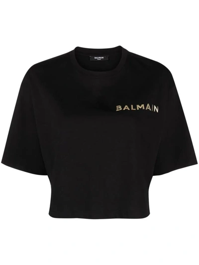 Shop Balmain Crop T-shirt Clothing In Black