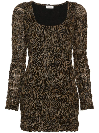 Nanushka Frensi Zebra-print Dress In Multicolour