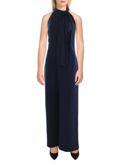 Shop Vince Camuto Womens Crepe Bow Jumpsuit In Blue