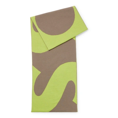 Shop Hugo Boss Logo-jacquard Scarf Blended With Wool In Green