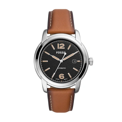 Shop Fossil Heritage Automatic, Stainless Steel Watch In Brown