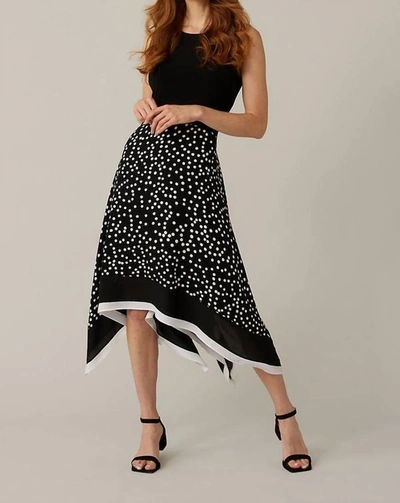 Shop Joseph Ribkoff Sleeveless Dress W Polka Dot Skirt In Black/vanill In Multi
