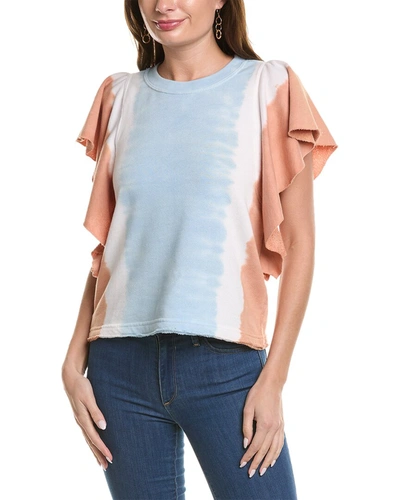 Shop Michael Stars Ariana Flutter Sleeve Pullover In Blue