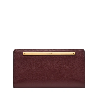 Shop Fossil Women's Liza Leather Slim Bifold In Red
