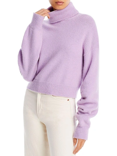 Shop A.l.c Taryn Womens Wool Blend Ribbed Trim Pullover Sweater In Purple