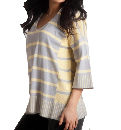 Angel Nautical Oversized 3/4 Sleeve Hoodie In Yellow/gray In Multi