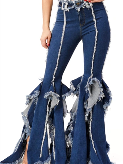 Purple Candy Flare Bell Bottom Pant In Medium Wash In Multi