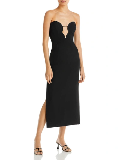 Shop Bardot Eleni Womens Knit Cut-out Midi Dress In Black