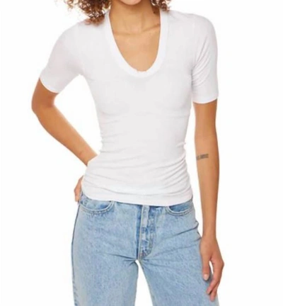 Shop Enza Costa Half Sleeve U Neck Tee In White