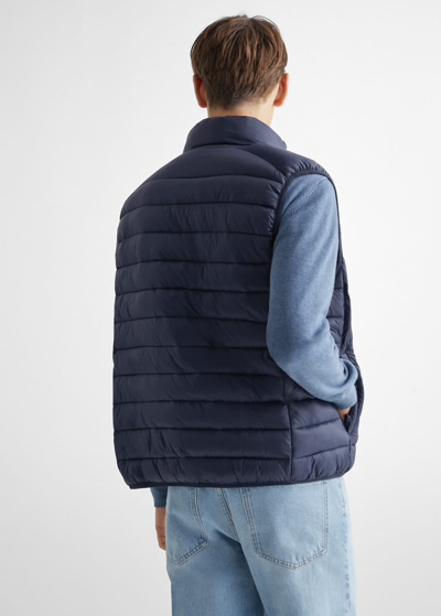 Mango Quilted Gilet Navy In Bleu Marine