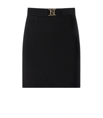 Shop Elisabetta Franchi Black Mini Skirt