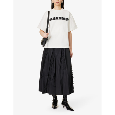 Shop Jil Sander Womens Porcelain Logo-print Short-sleeved Cotton-jersey T-shirt