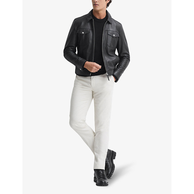Shop Reiss Avon Long-sleeve Regular-fit Wool-blend Jumper In Black