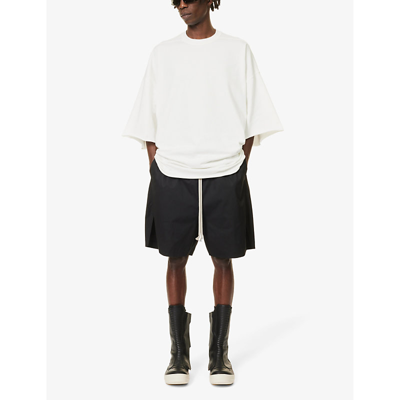 Shop Rick Owens Men's Black Drawstring-waistband Mid-rise Stretch-cotton Shorts