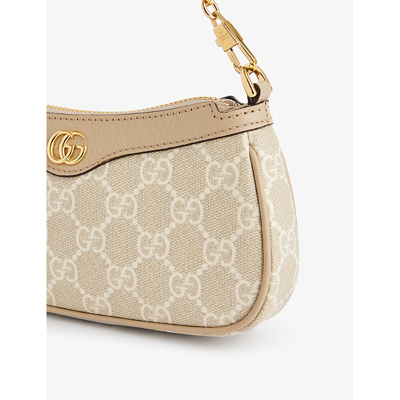 Gucci Ophidia Coated Cotton-blend Shoulder Bag In Be.mys.white/oatmeal