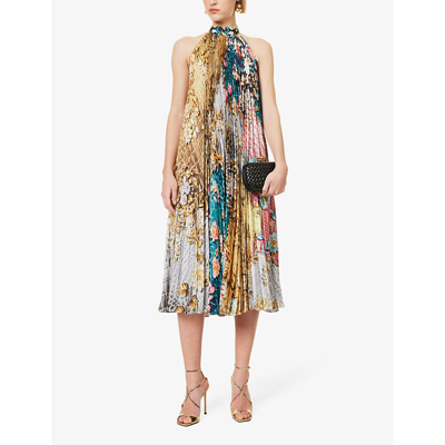Shop Mary Katrantzou Women's Metallum Pathcwork Nimbus Floral-print Satin Midi Dress