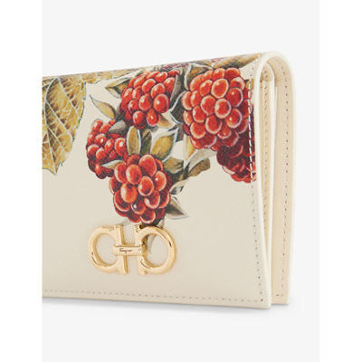 Shop Ferragamo Womens Mascarpone Gancini-buckle Berry-print Leather Wallet