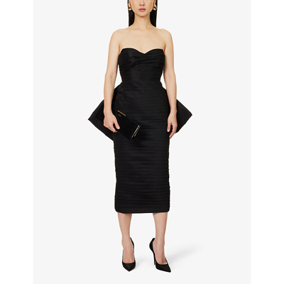 Shop Rachel Gilbert Womens Black Marji Strapless Stretch-woven Blend Midi Dress
