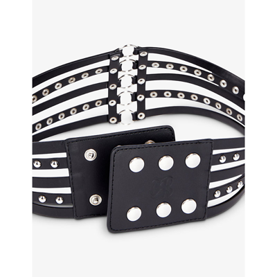 Shop The Kooples Women's Black Stud-embellished Leather Corset Belt